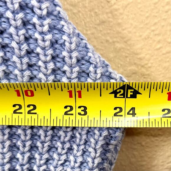 Haute Hippie Blue Chunky Knit Acid Wash Crop Sweater Jr Girl Size L - Picture 7 of 10